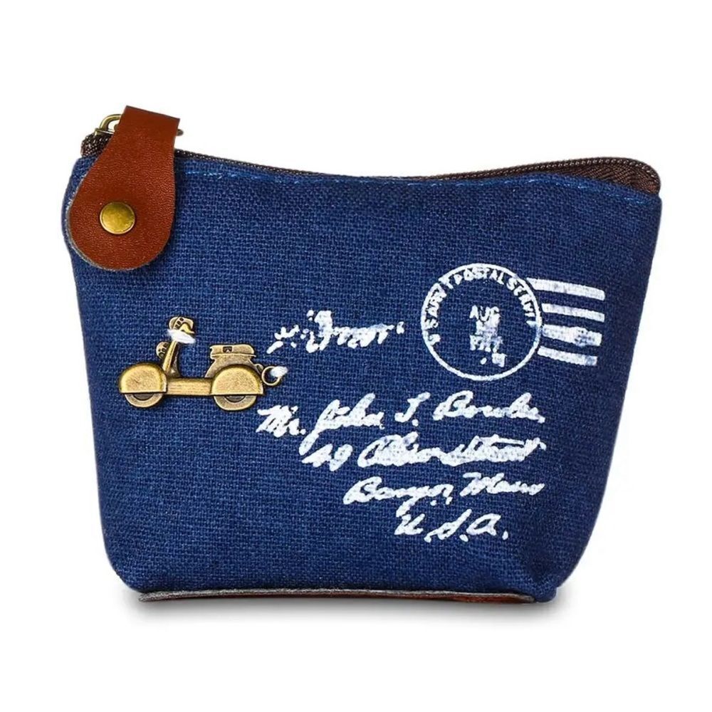 BLUE CANVAS SCOOTER MINI COIN PURSE‎